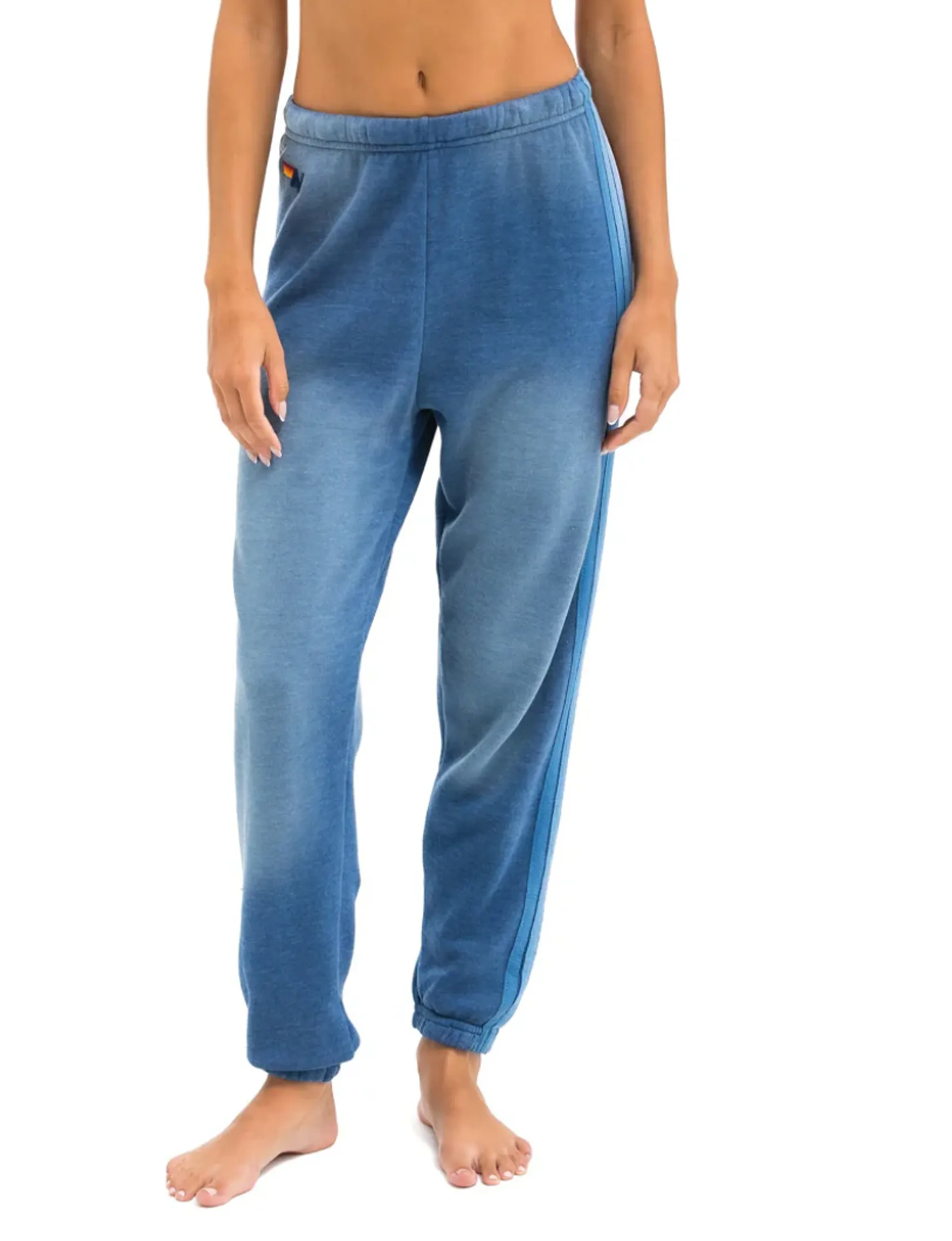 5 Stripe Women's Sweatpants, Faded Water