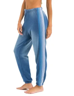 5 Stripe Women's Sweatpants, Faded Water