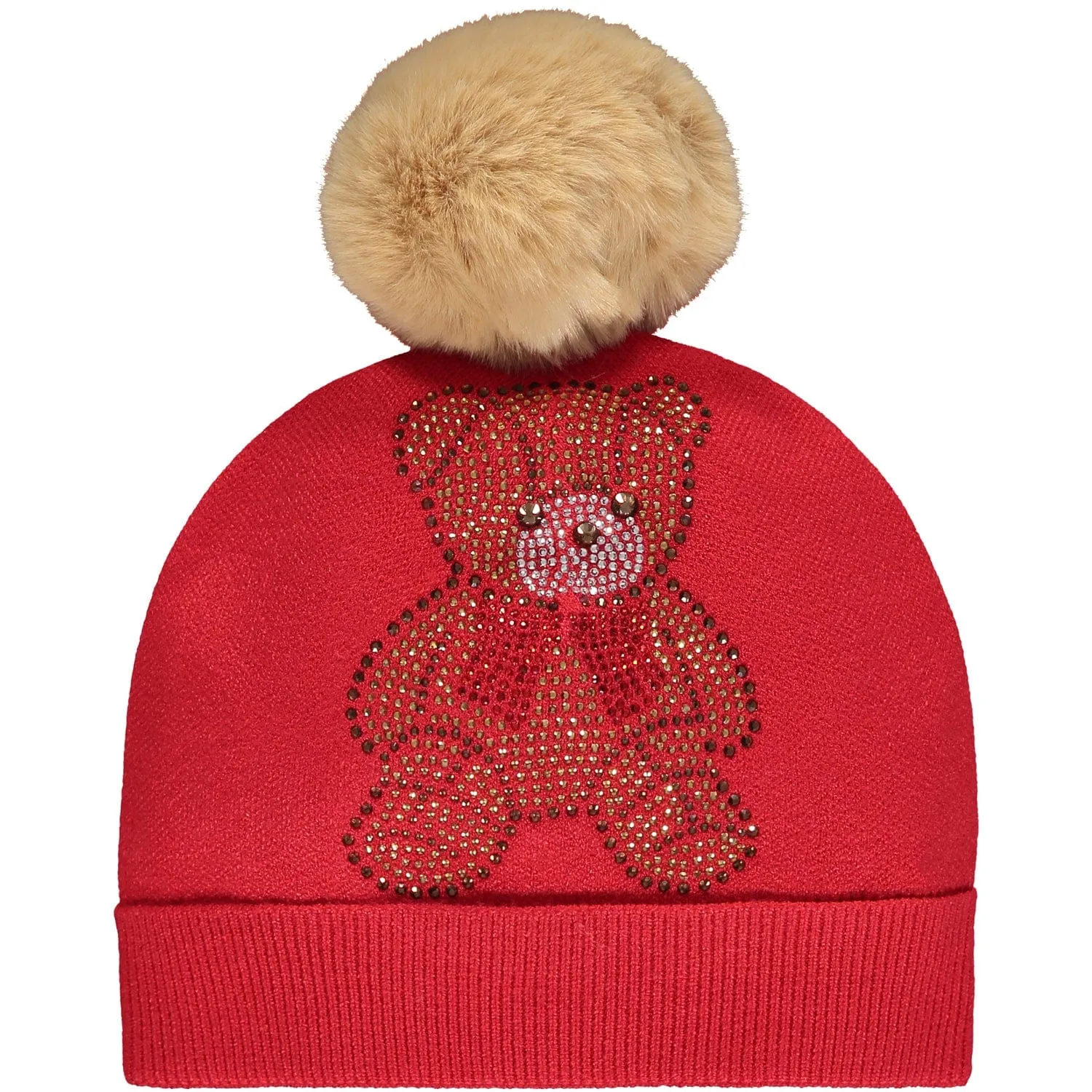 A DEE - Melody Pom Pom Teddy Hat - Red