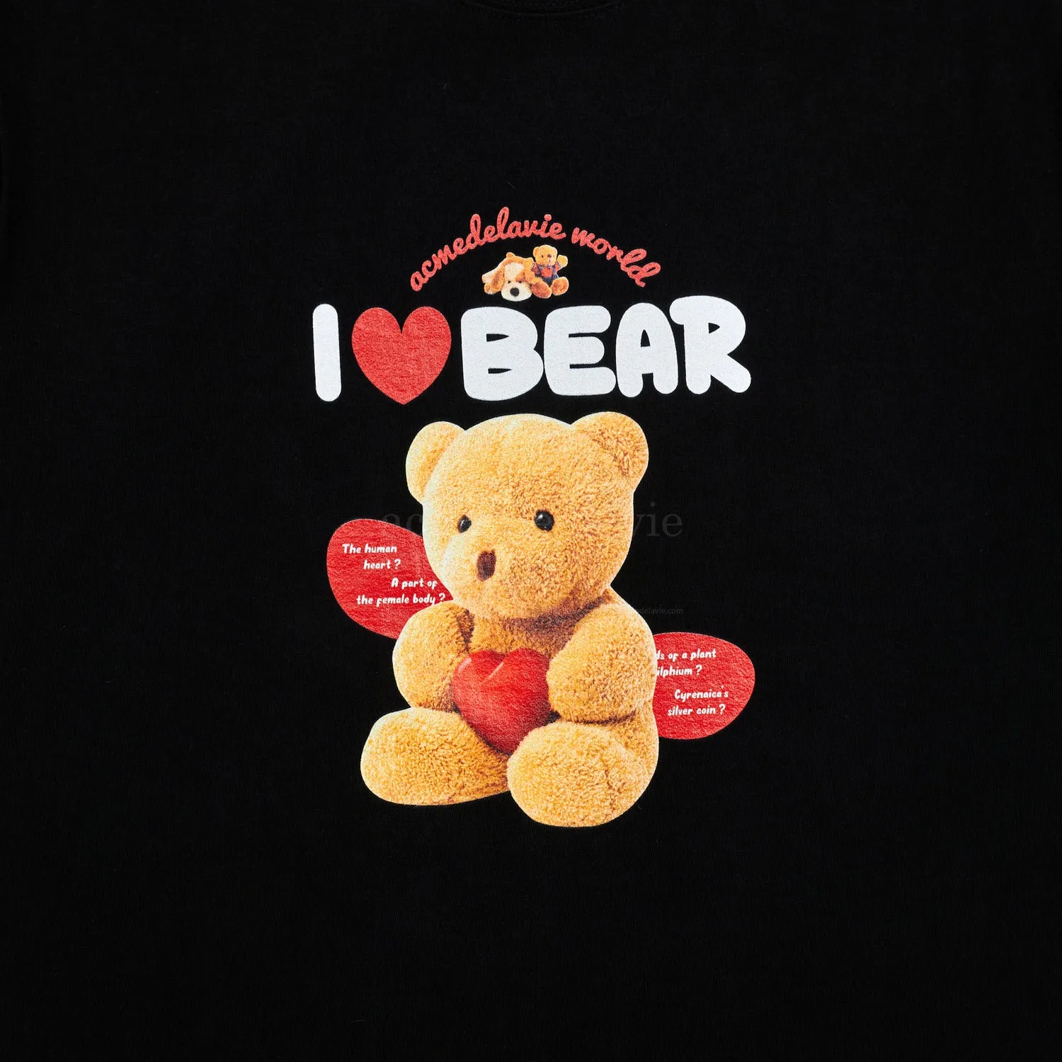 acmé de la vie (ADLV) I Love Teddy Bear Short Sleeve T-Shirt Black