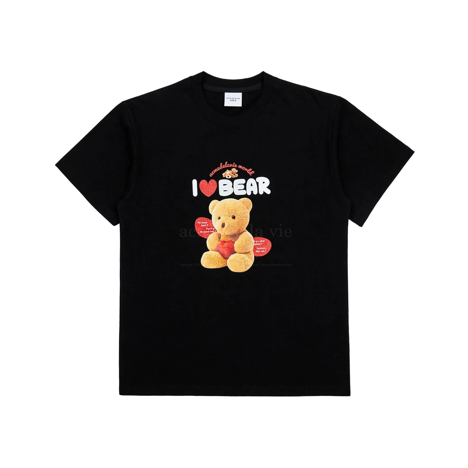 acmé de la vie (ADLV) I Love Teddy Bear Short Sleeve T-Shirt Black