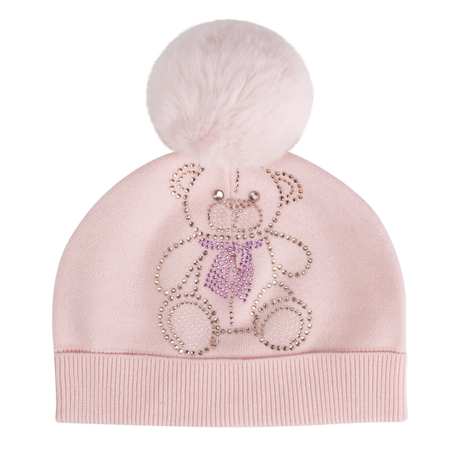 A'Dee - Knitted pom pom teddy hat, pink