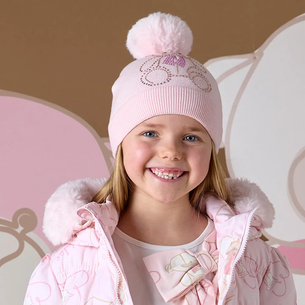 A'Dee - Knitted pom pom teddy hat, pink