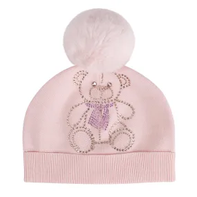 A'Dee - Knitted pom pom teddy hat, pink