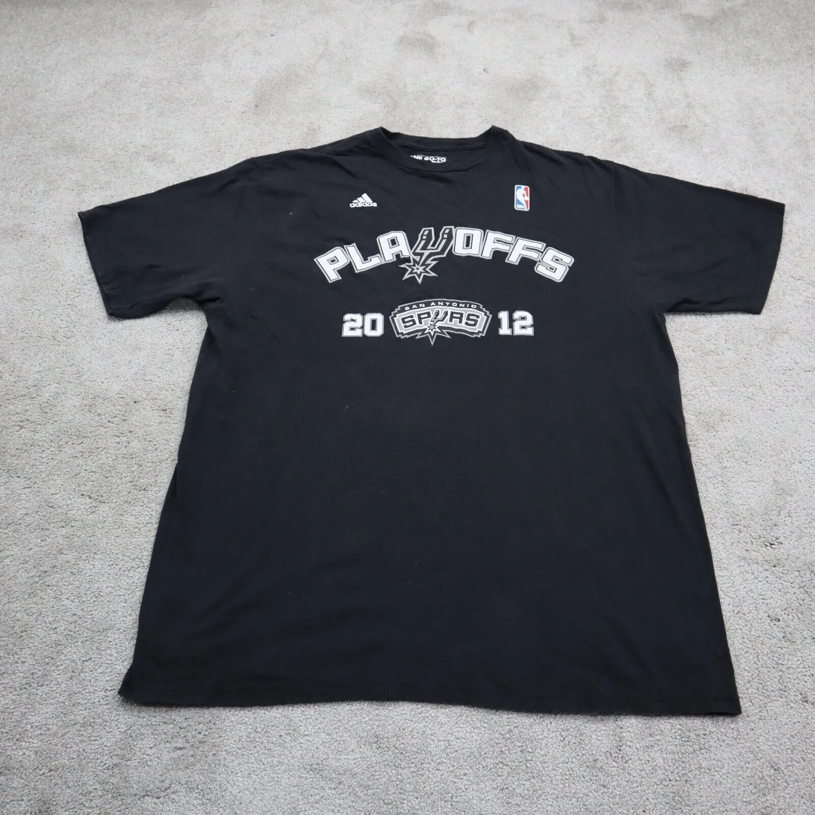 Adidas Mens T-Shirt San Antonio Spurs 2012 Graphic Tee 100% Cotton Black Size XL