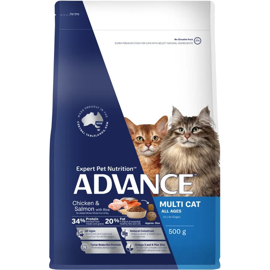 Advance Multi Cat Dry Cat Food Chicken And Salmon With Rice 500g