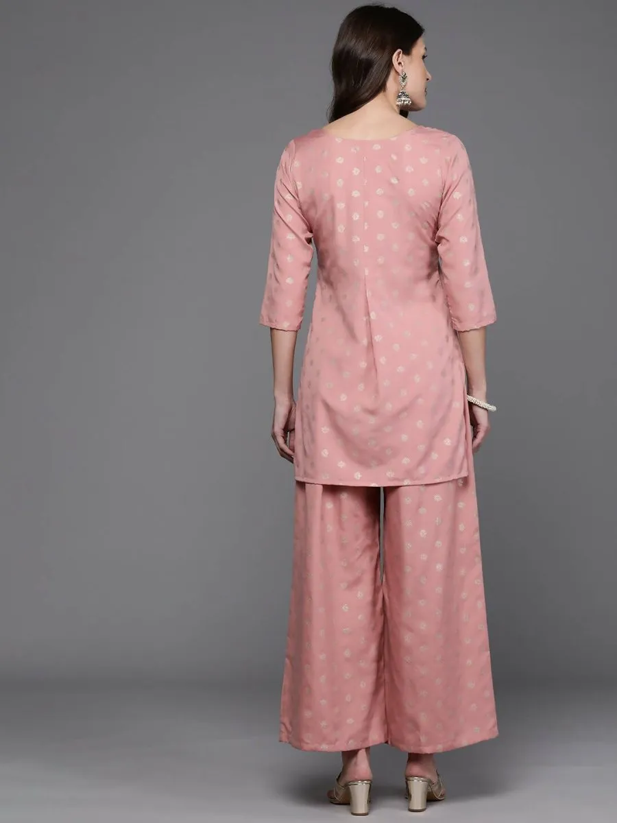 Ahalyaa Women Floral Yoke Design Tunic with Palazzos - Pink Color