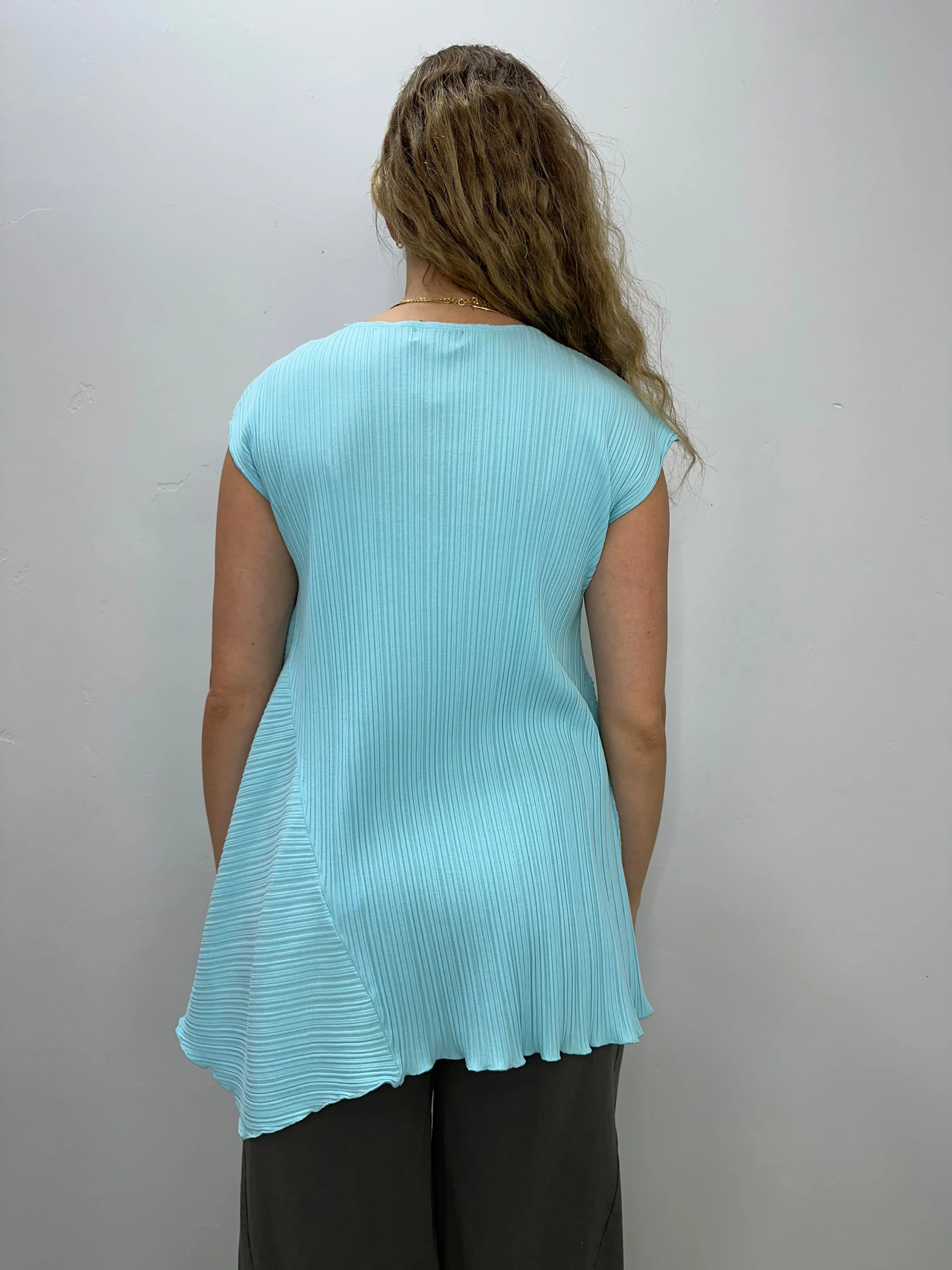 Arctic Blue Cap Sleeve Ribbed Tunic