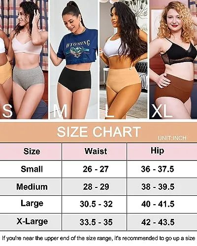 ASIMOON Tummy Control Seamless Underwear High Waisted Cotton Bikini Panties for Women No Muffin Cheeky Panty