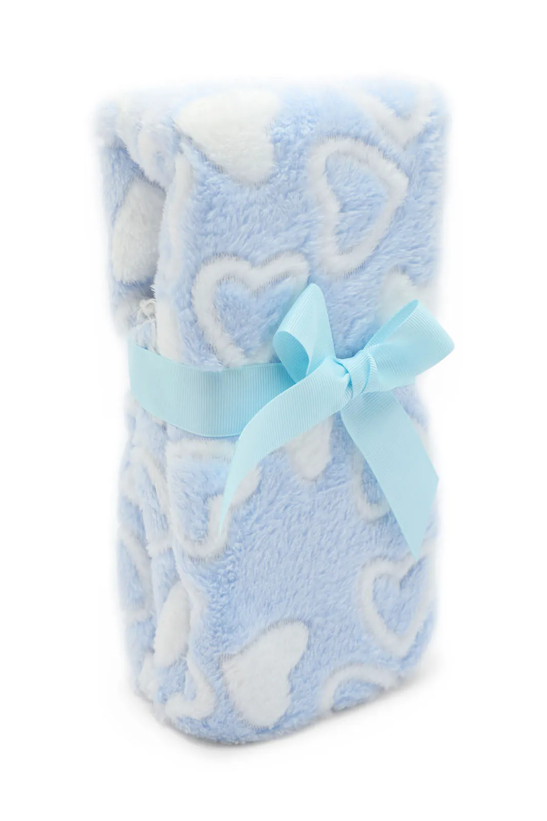 Babies Blue And White Blanket With Teddy Bear Gift Set(2 Piece)