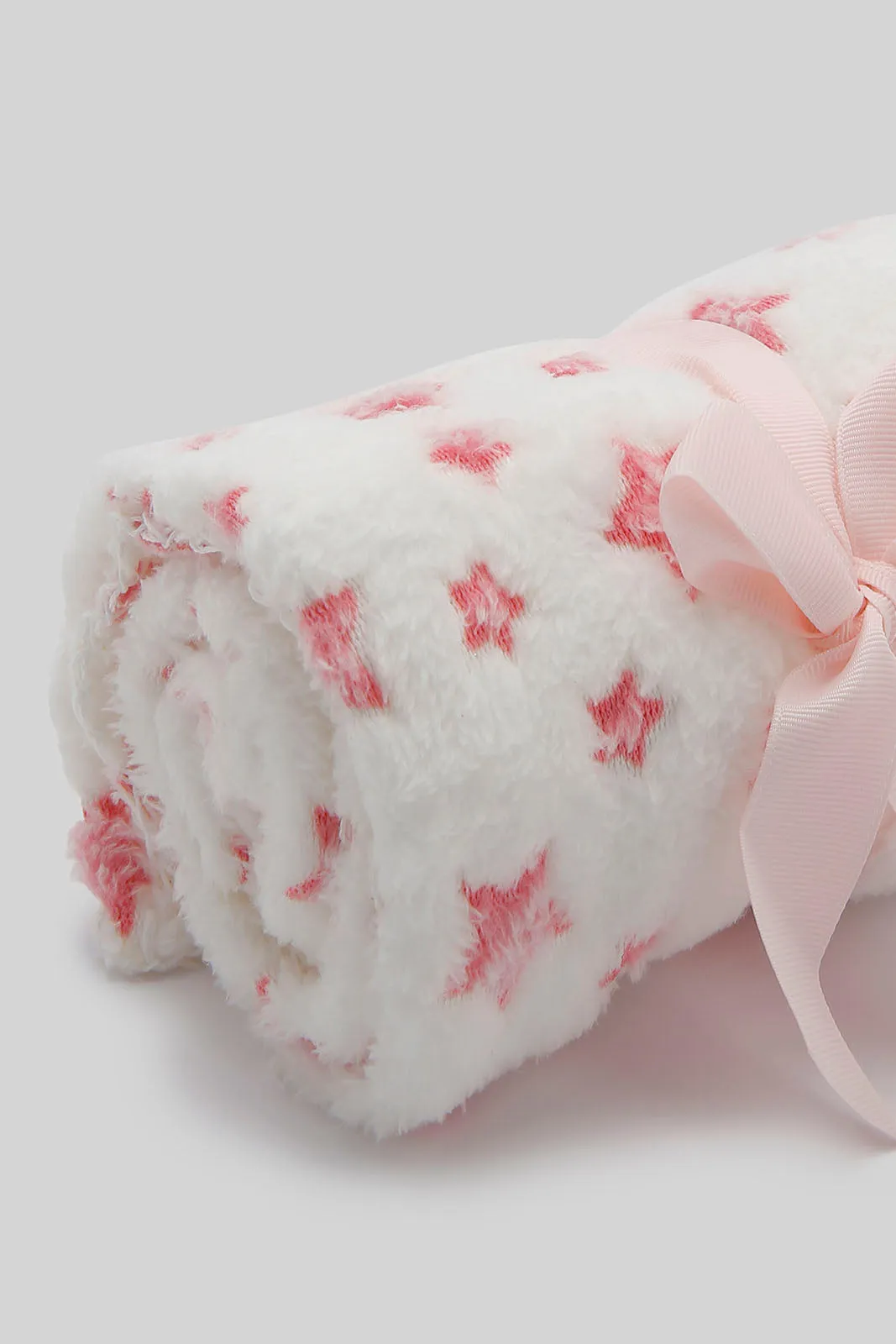 Babies Pink Embellished Blanket With Teddy Bear (2 Piece)