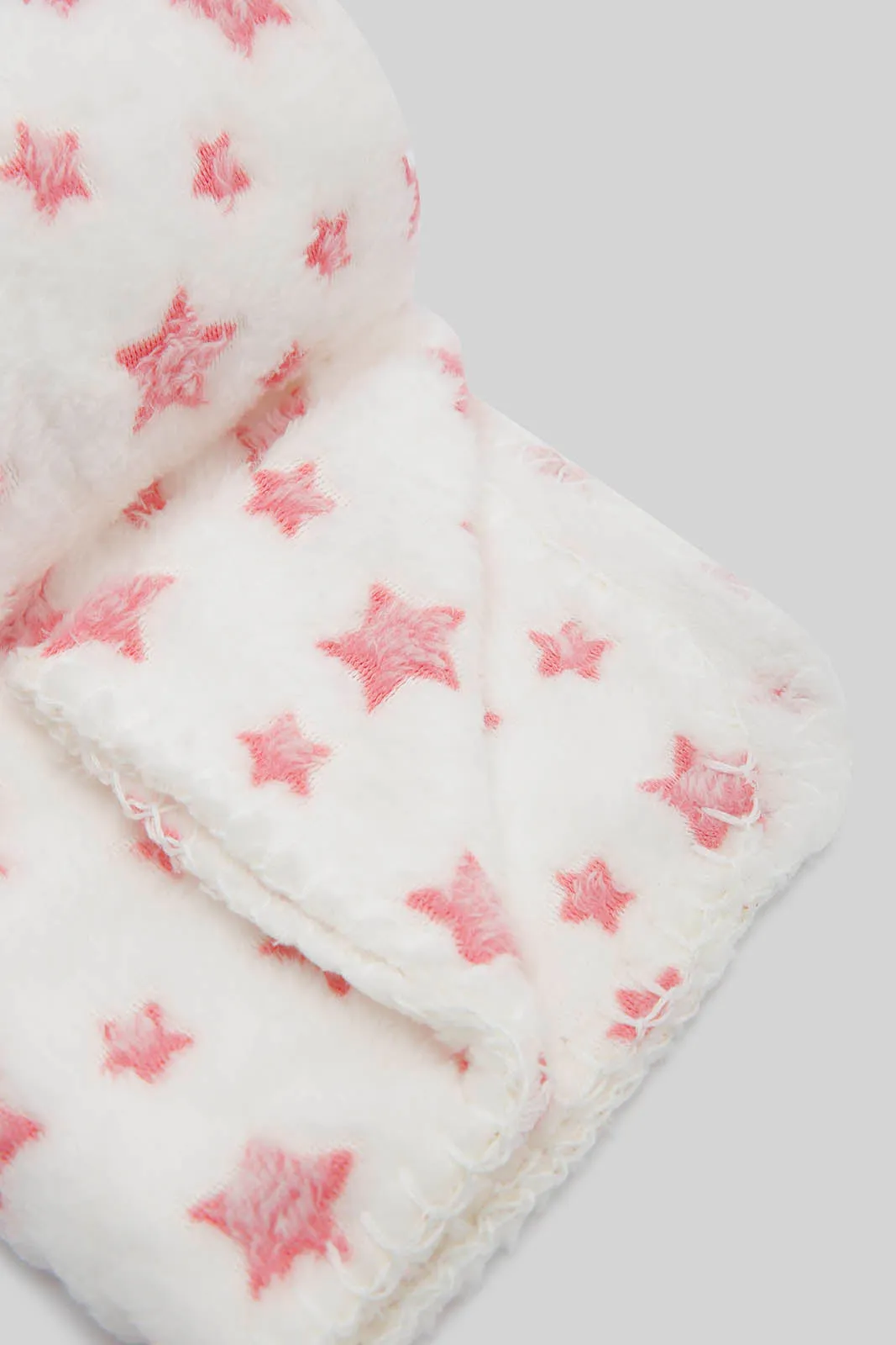 Babies Pink Embellished Blanket With Teddy Bear (2 Piece)