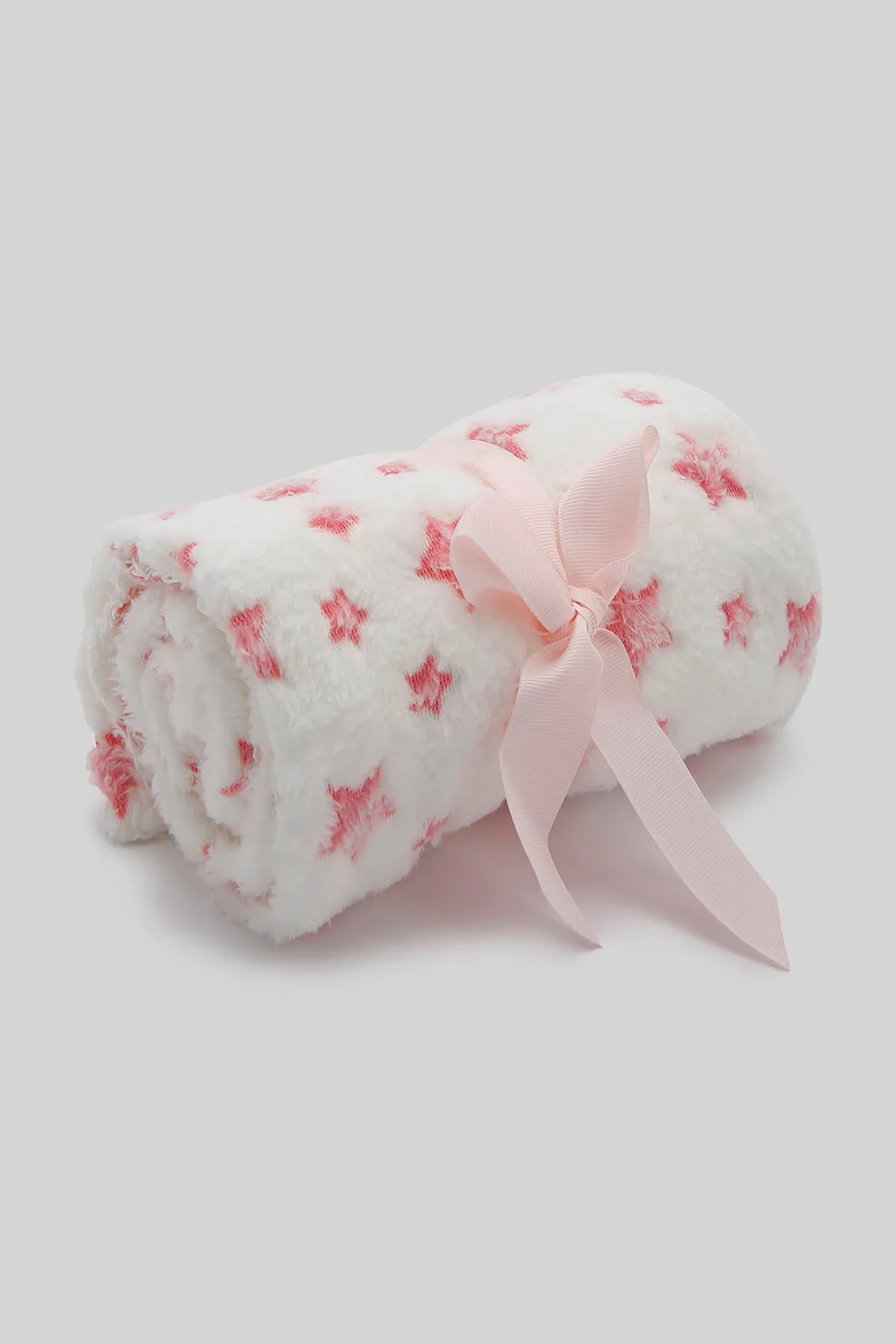 Babies Pink Embellished Blanket With Teddy Bear (2 Piece)