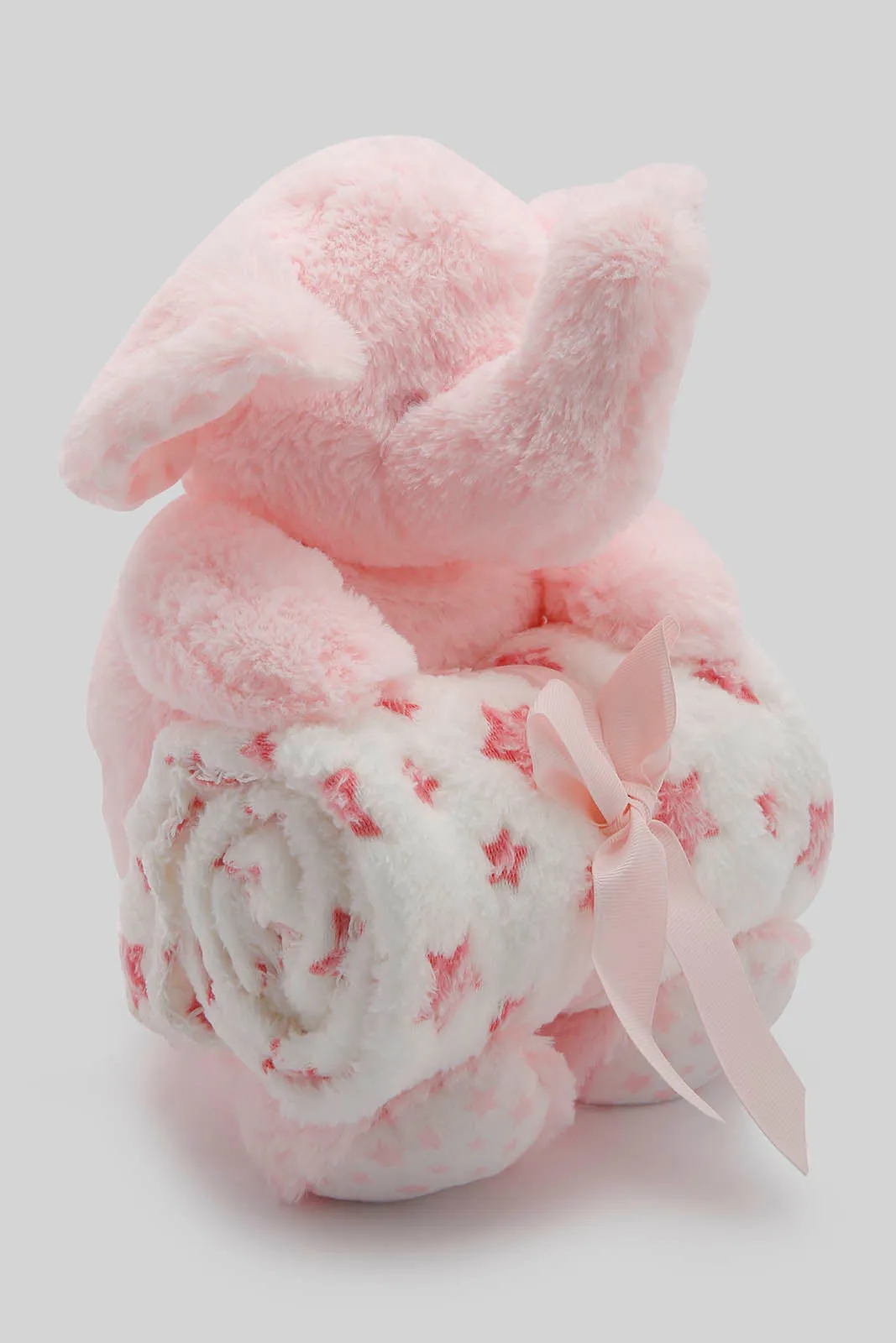 Babies Pink Embellished Blanket With Teddy Bear (2 Piece)