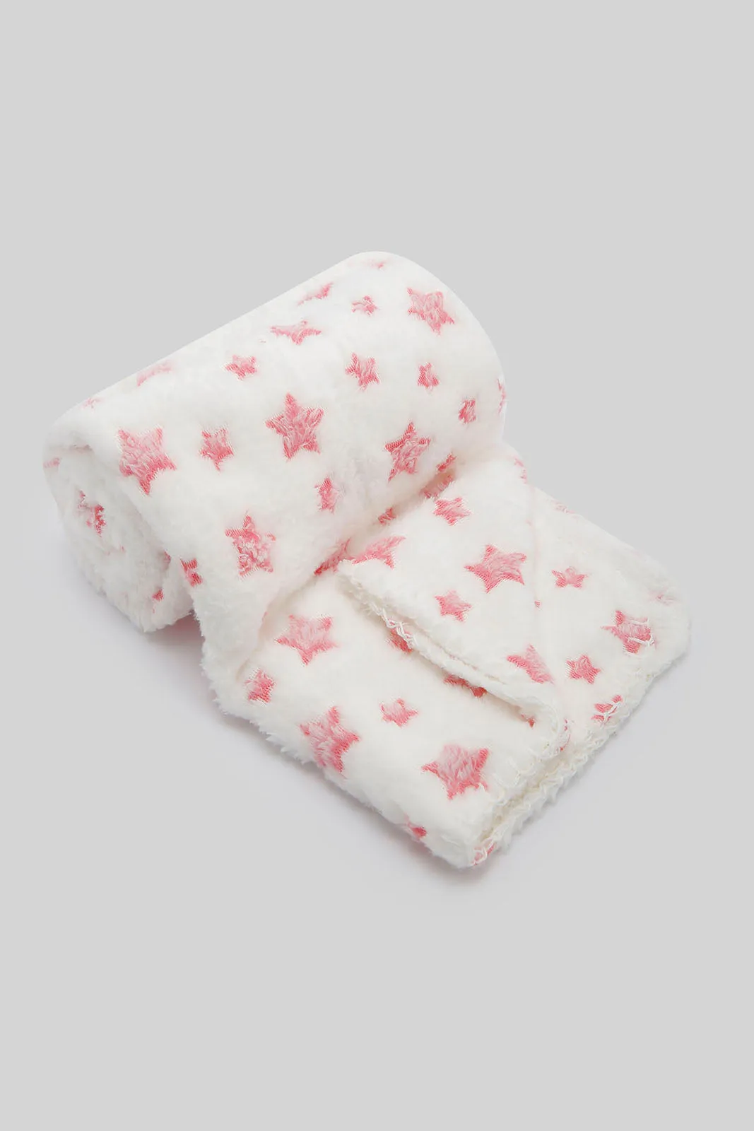 Babies Pink Embellished Blanket With Teddy Bear (2 Piece)