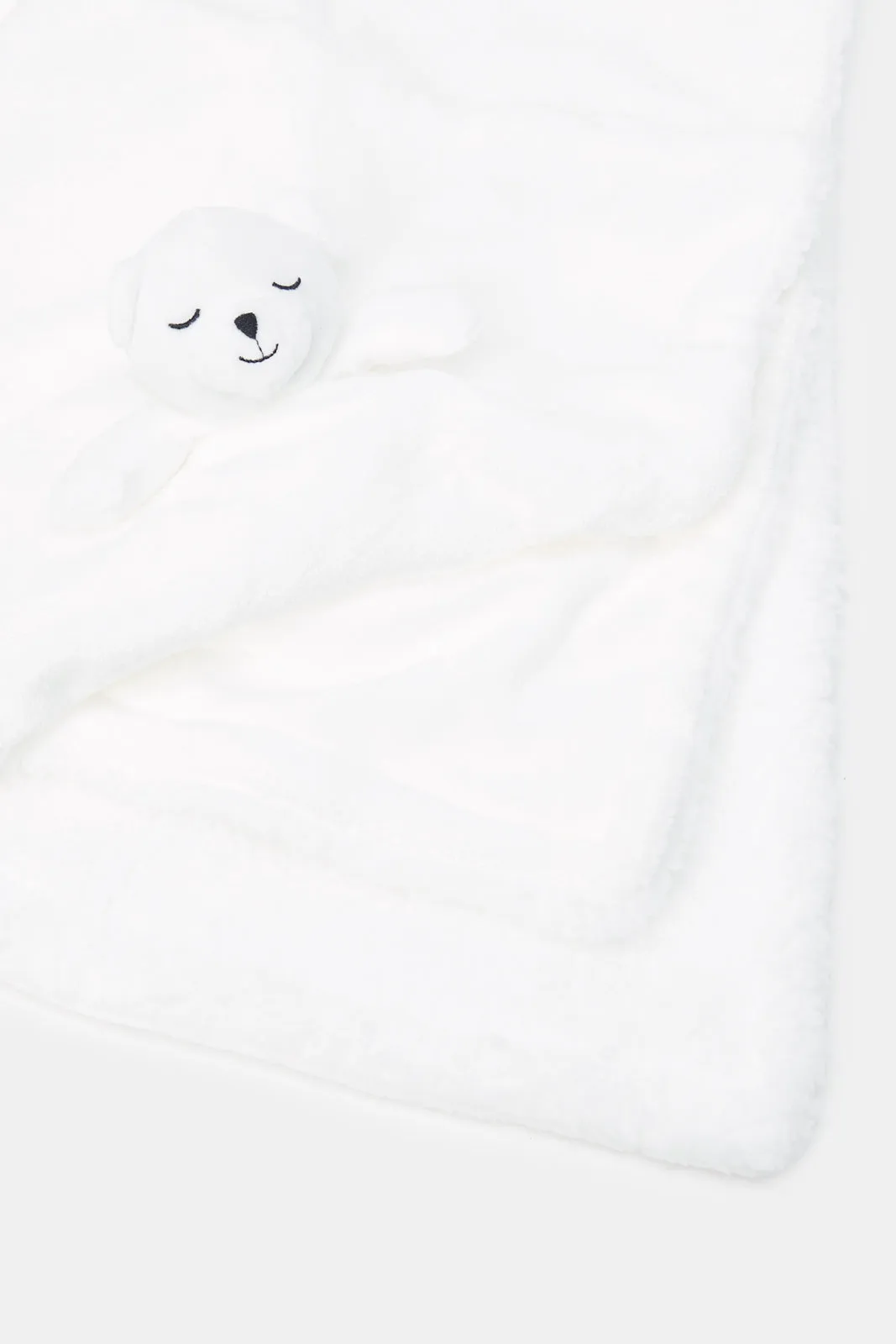 Babies White Blanket With Teddy