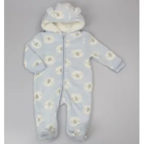 BABY SKY TEDDY PRINT HOODED CUDDLE FLEECE ALL IN ONE (3-12 MONTHS) (PK6) F22558