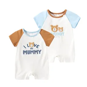 Baby's Teddy Bear Letter Print Design Onesie (2 Design)