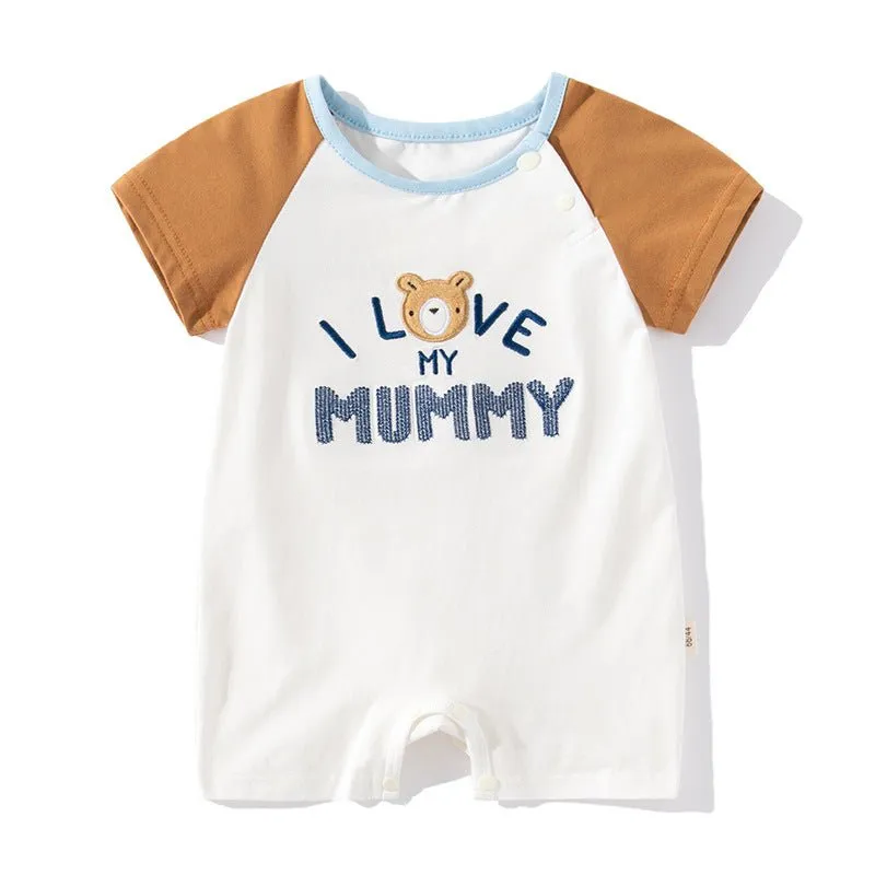 Baby's Teddy Bear Letter Print Design Onesie (2 Design)