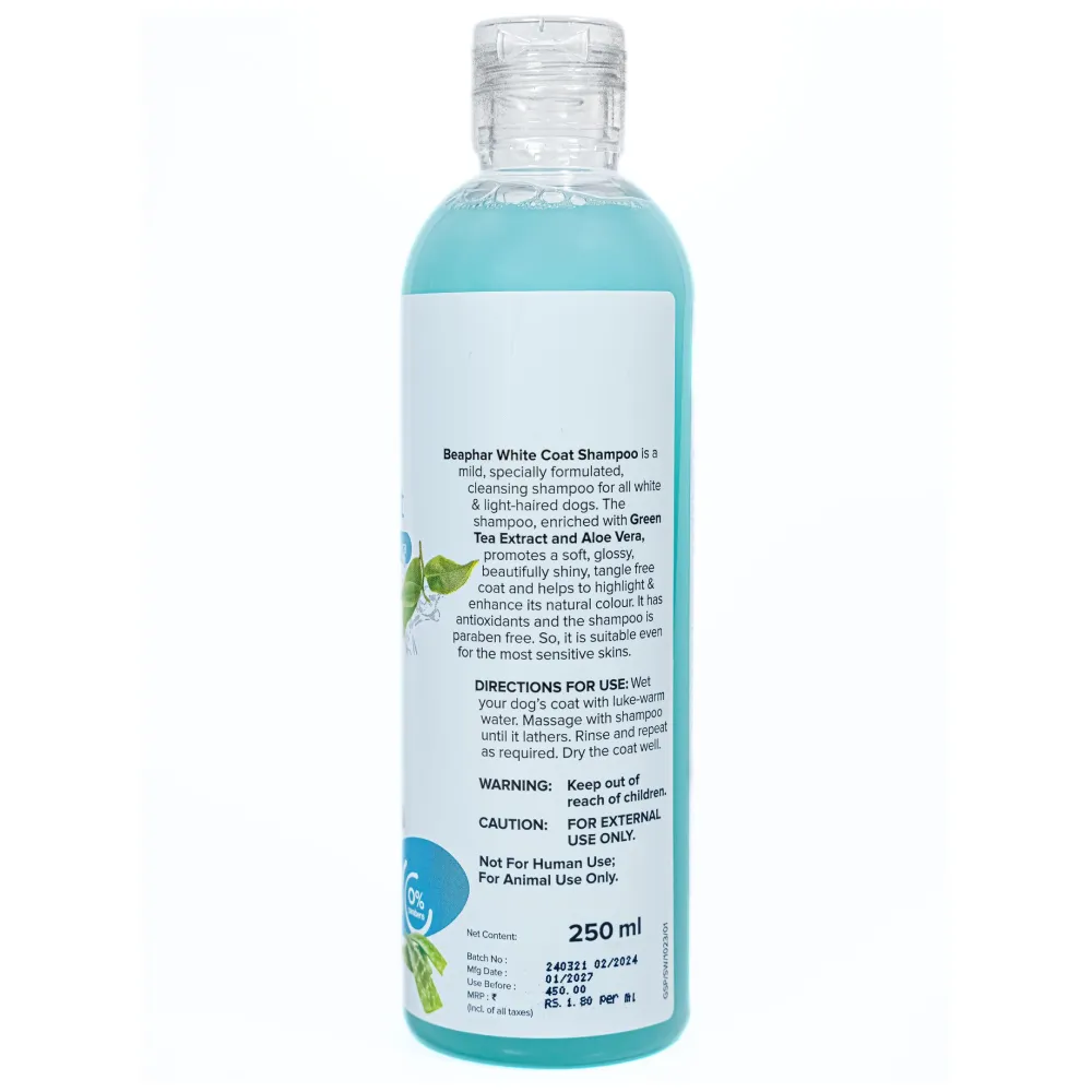 Beaphar Green Tea and Aloe Vera White Coat Shampoo for Dogs