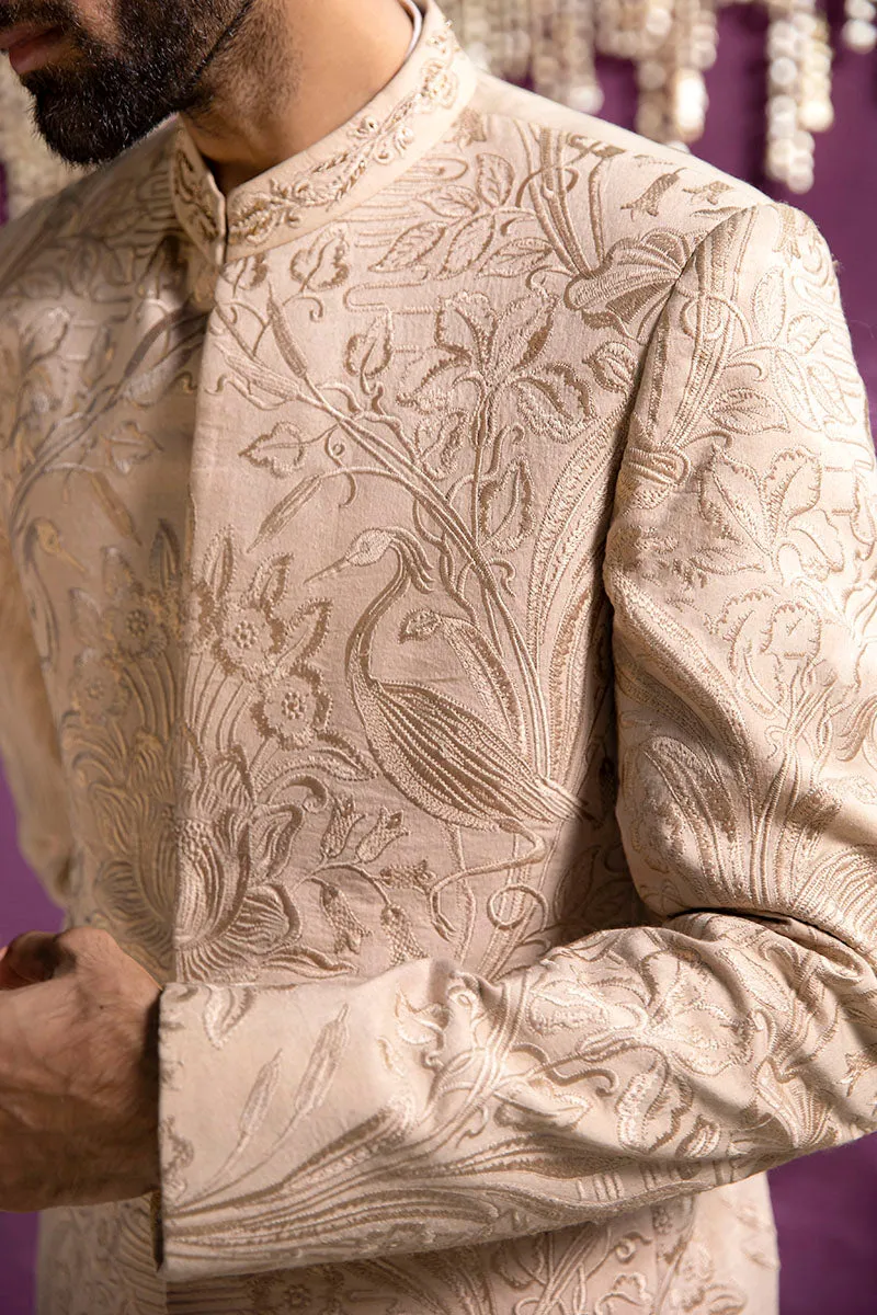 BEIGE EMBROIDERED PRINCE COAT