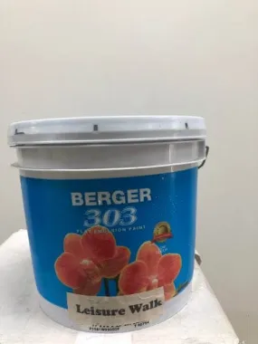 BERGER 303 FLAT EMULSION 1 GALLON PAINT LEISURE WALK ANTI-FUNGAL AND ALGAL DRIES IN  MINUTED VERY LOW ODOUR FOR INTERIOR AND EXTERIOR USE