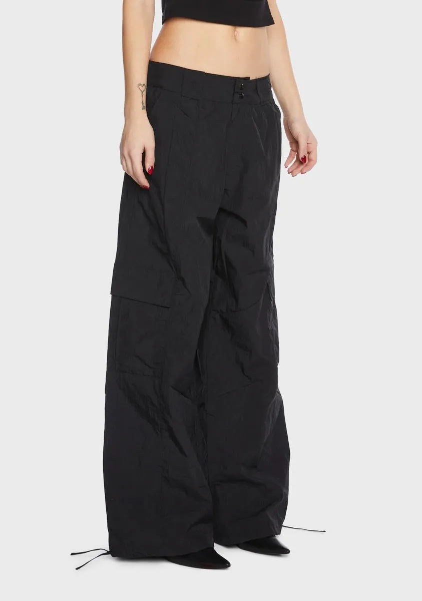 Black Low-Rise Cargo Pants