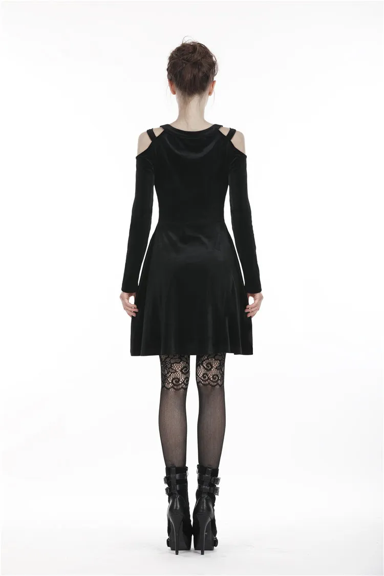 Black punk sexy velvet women dress DW287