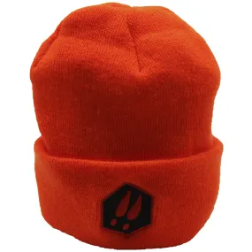 BLAZE ORANGE FLEECE LINED KNIT HAT WITH DEERCAST LOGO