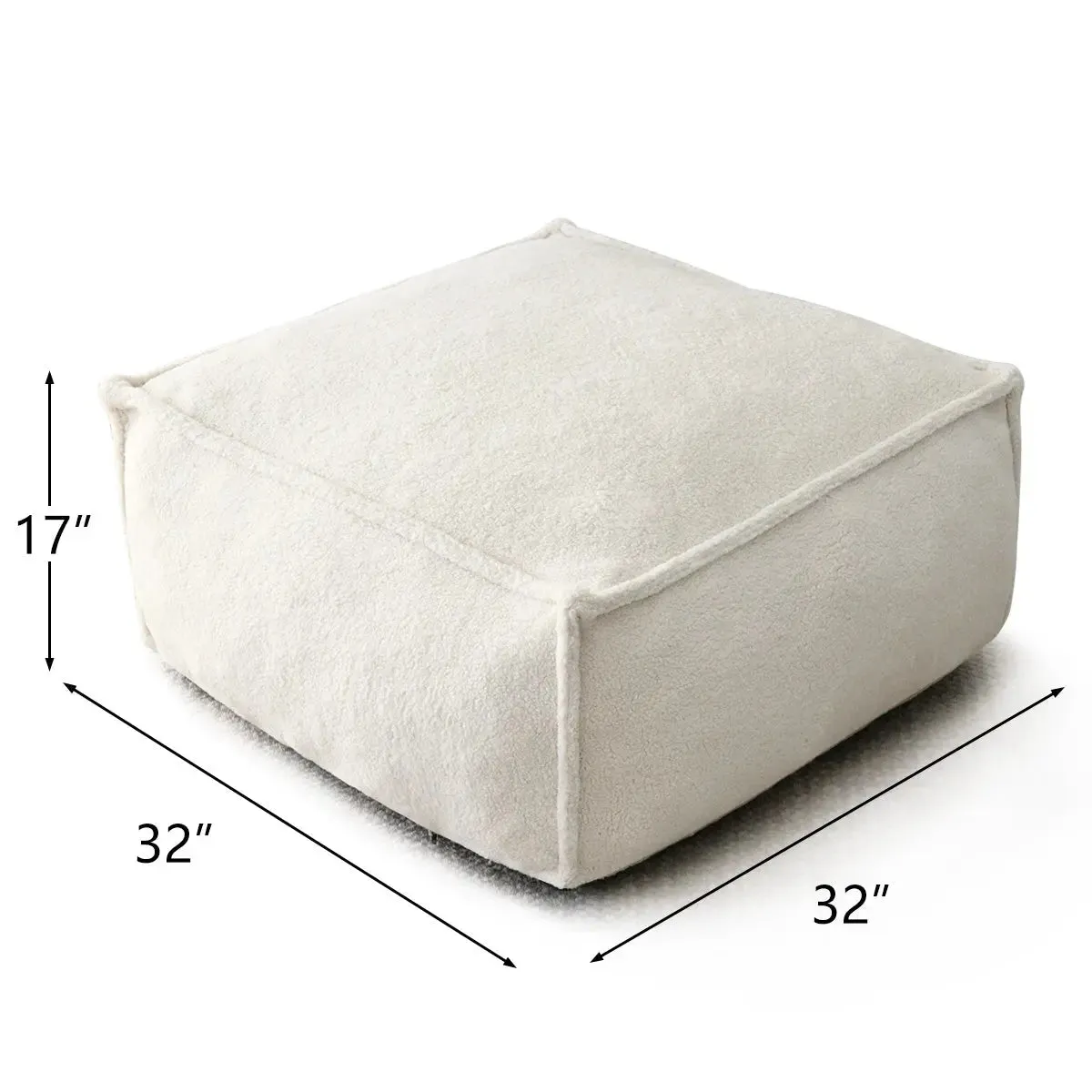 Boring 32" Teddy Fabric Square Bean Bag Ottoman