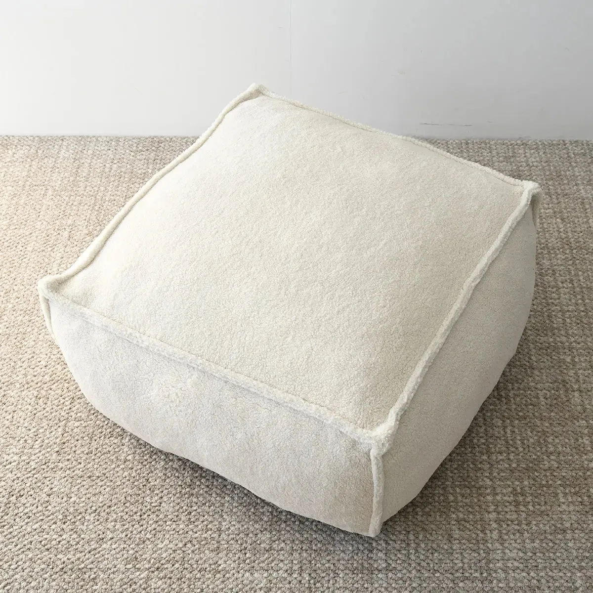 Boring 32" Teddy Fabric Square Bean Bag Ottoman