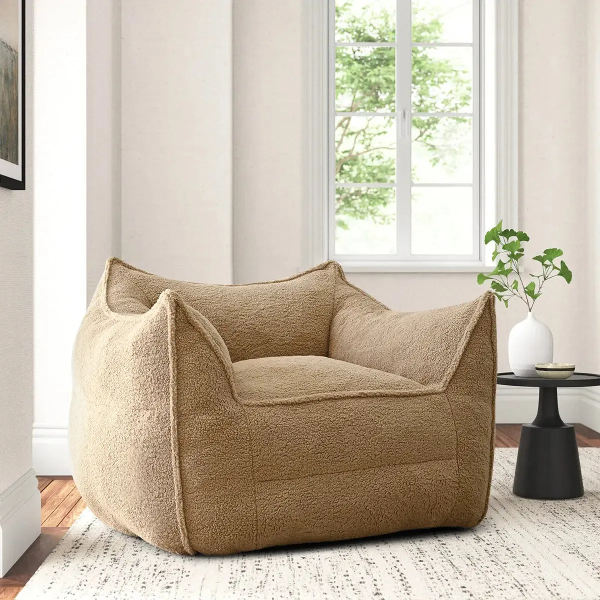 Boring Upholstered Teddy Fabric Bean Bag Chair