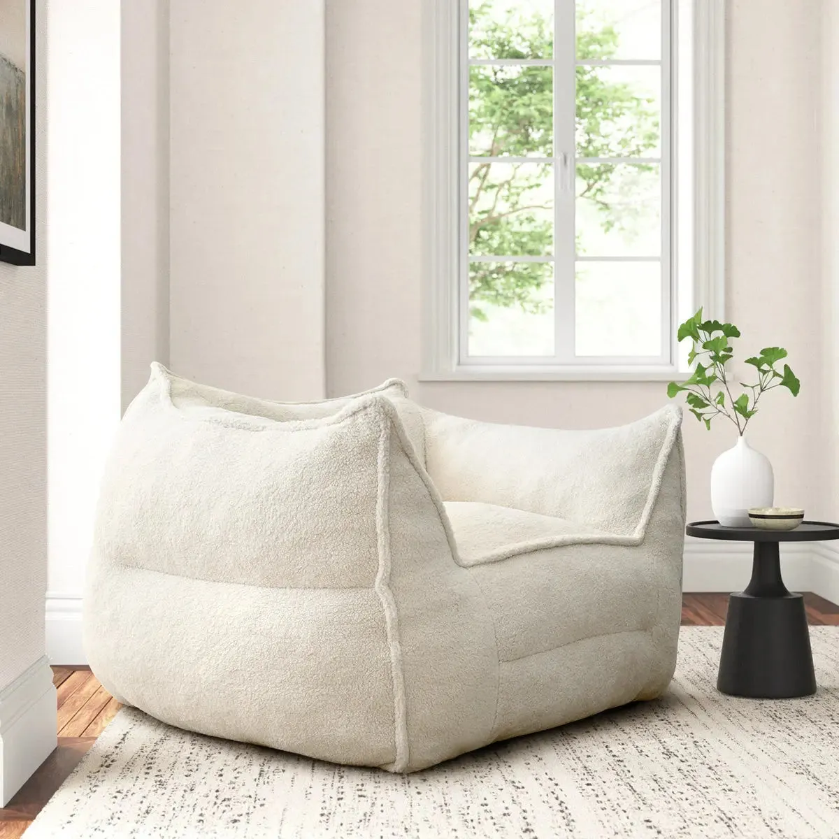 Boring Upholstered Teddy Fabric Bean Bag Chair