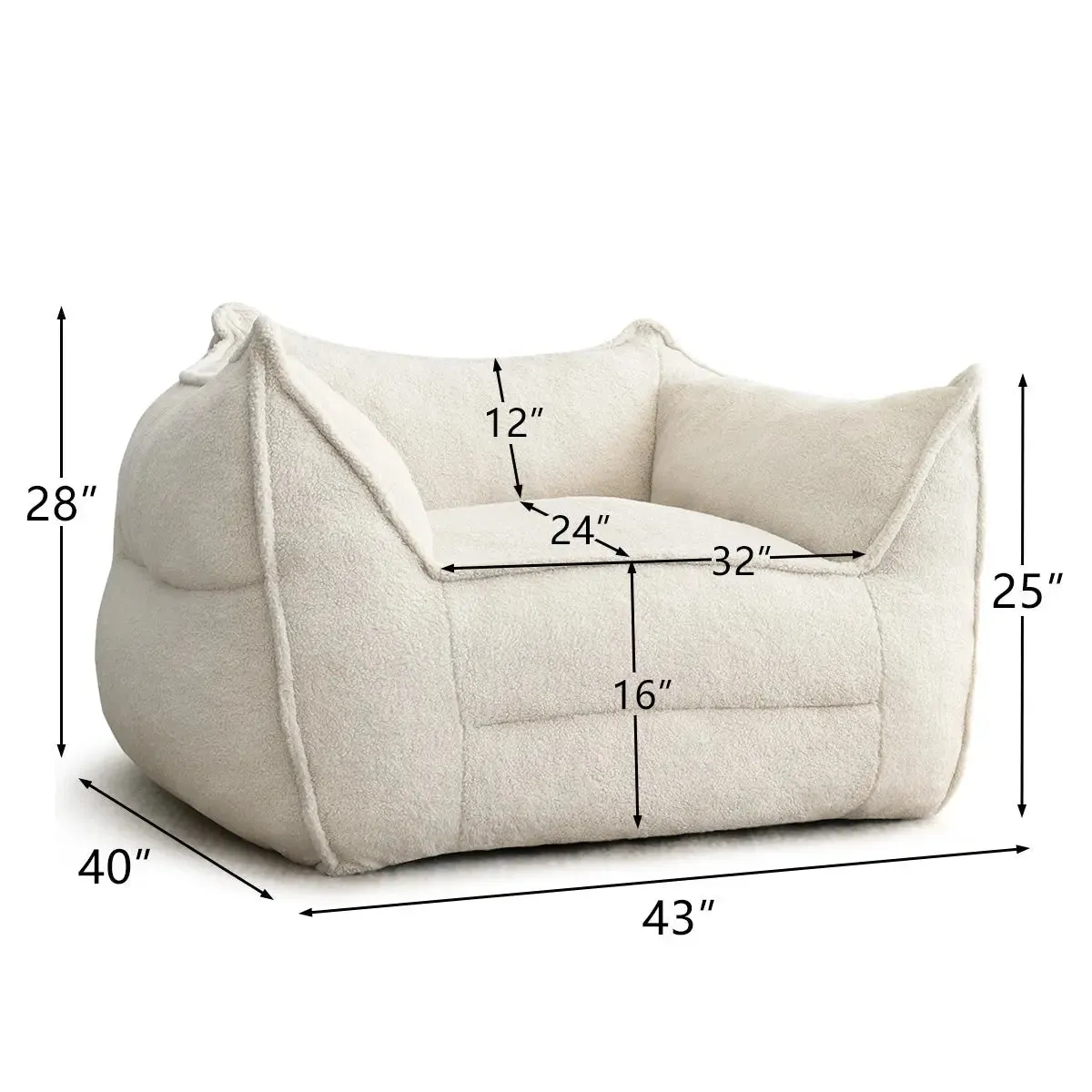 Boring Upholstered Teddy Fabric Bean Bag Chair