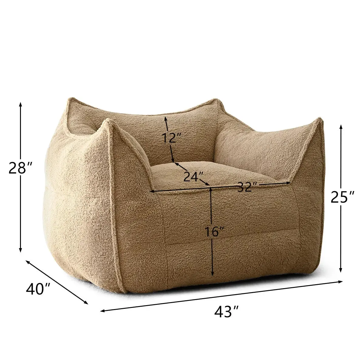 Boring Upholstered Teddy Fabric Bean Bag Chair