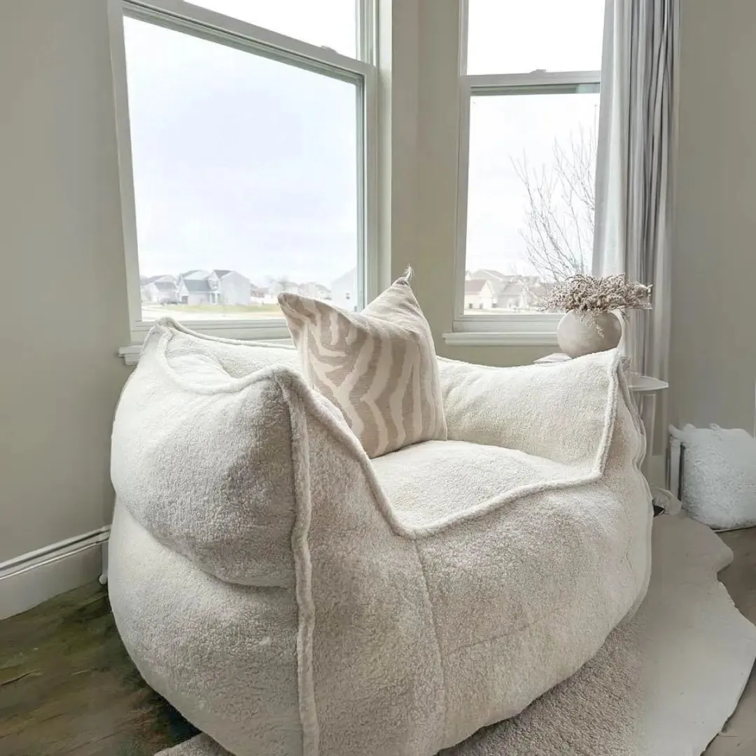 Boring Upholstered Teddy Fabric Bean Bag Chair