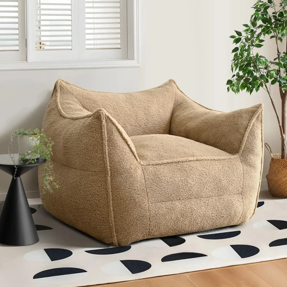 Boring Upholstered Teddy Fabric Bean Bag Chair