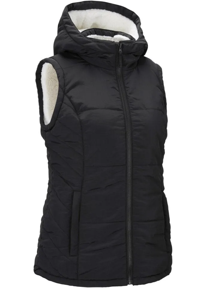 Bpc Bonprix Collection Functional Quilted Vest with Plush Lining, Black