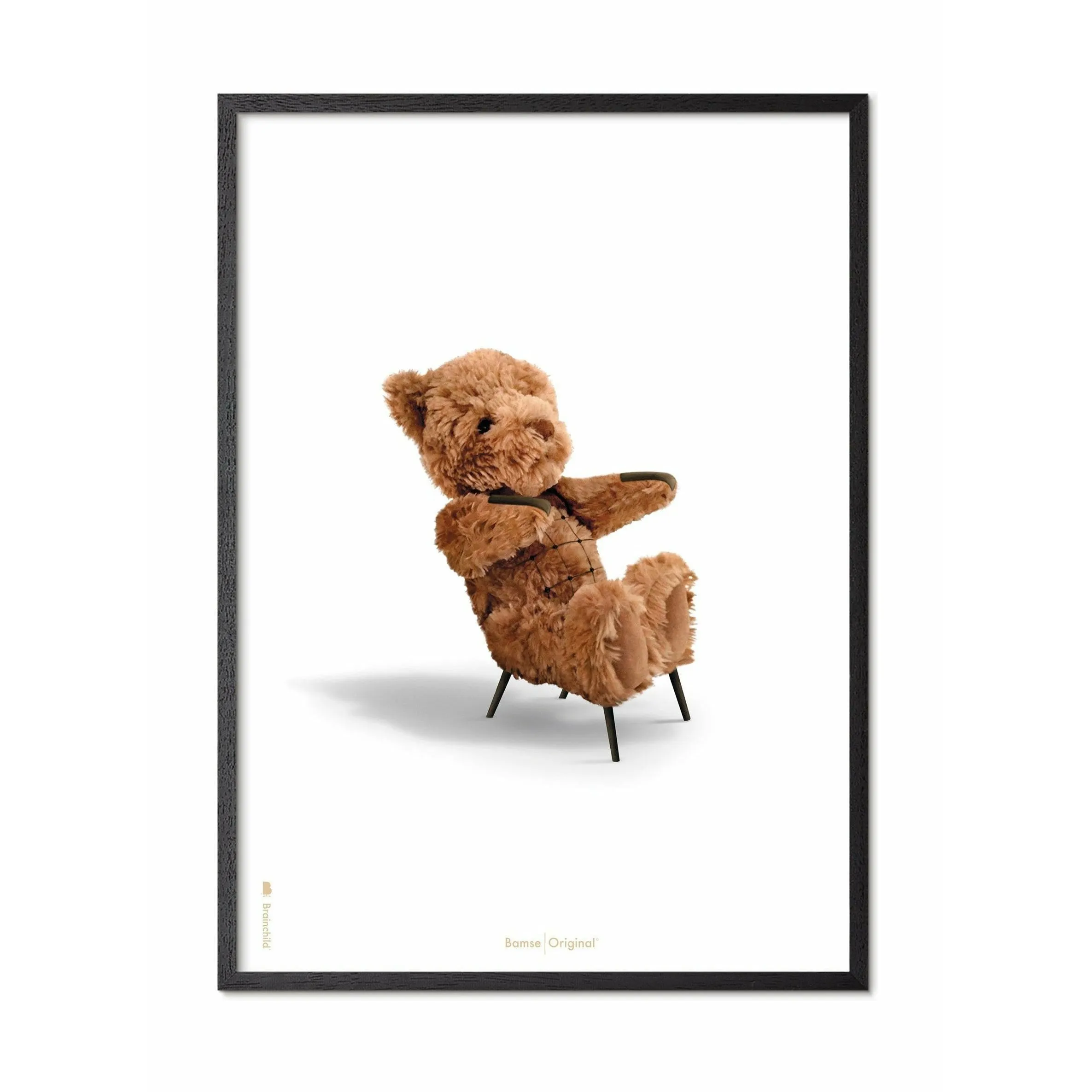 Brainchild Teddy Bear Classic Poster, Frame In Black Lacquered Wood A5, White Background