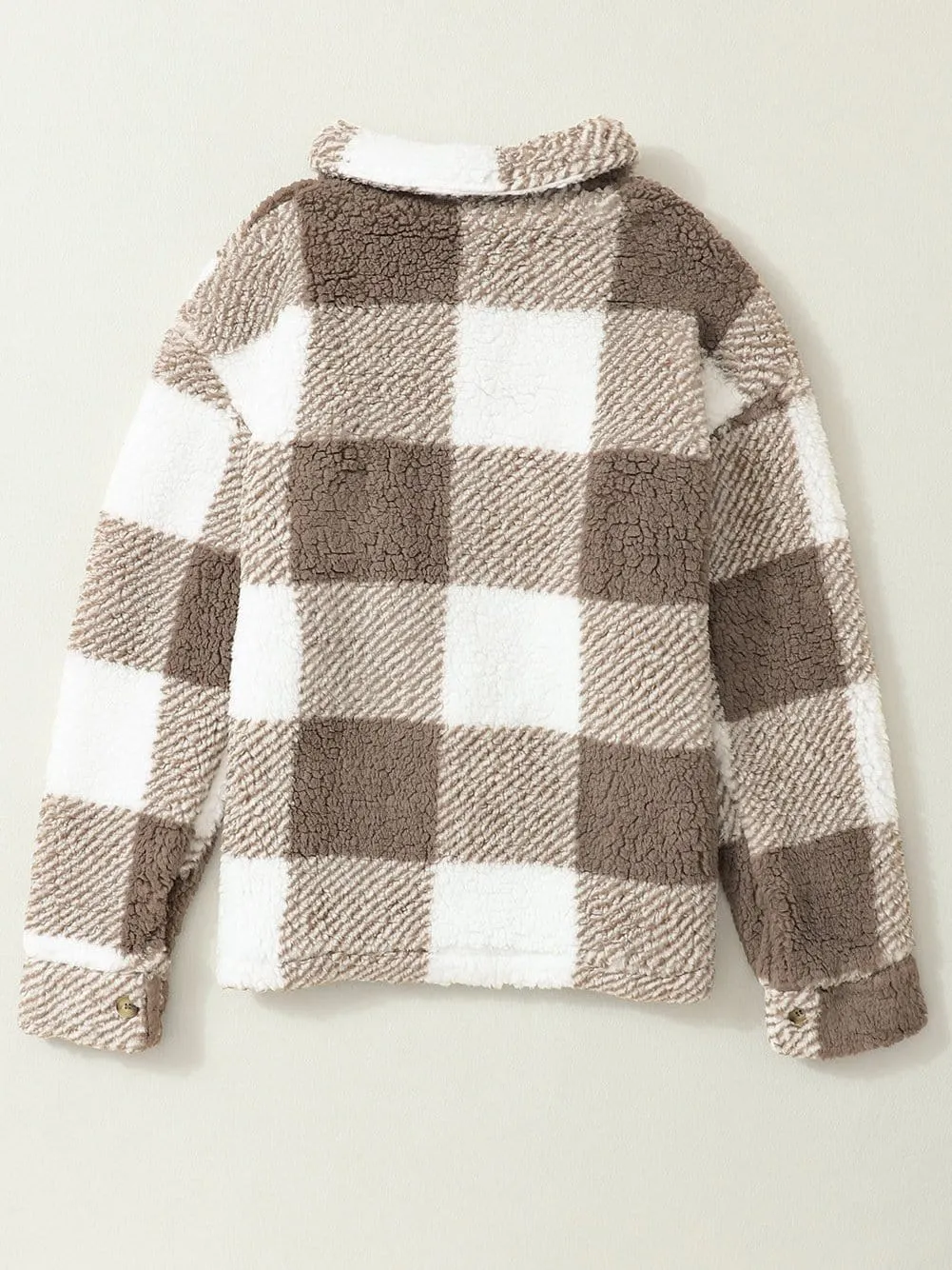 Brown and Cream Color Block Teddy Coat