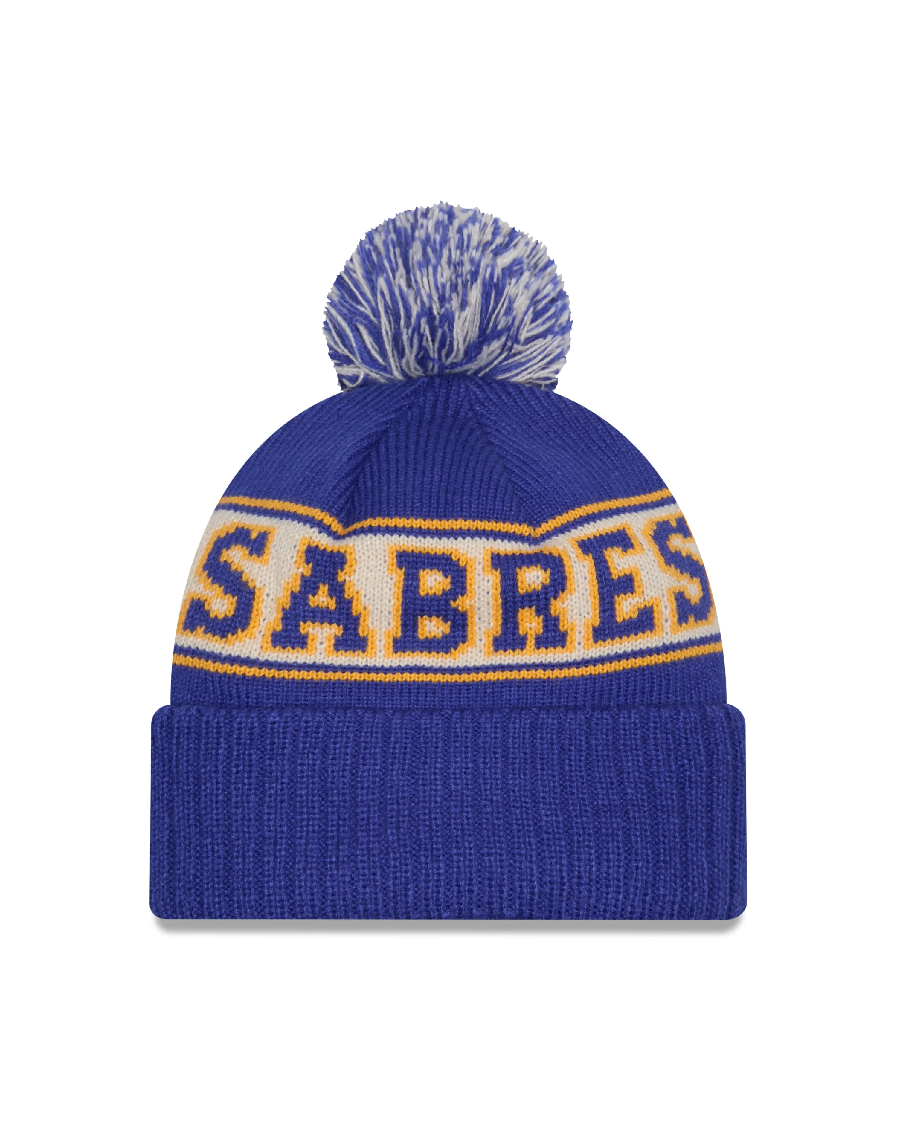 Buffalo Sabres NHL New Era Men's Royal Retro Knit Pom Hat