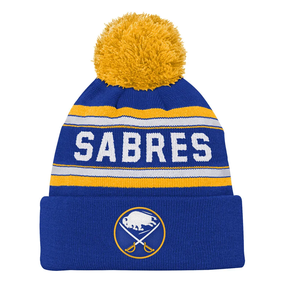 BUFFALO SABRES YOUTH JACQUARD CUFFED KNIT TOQUE WITH POM