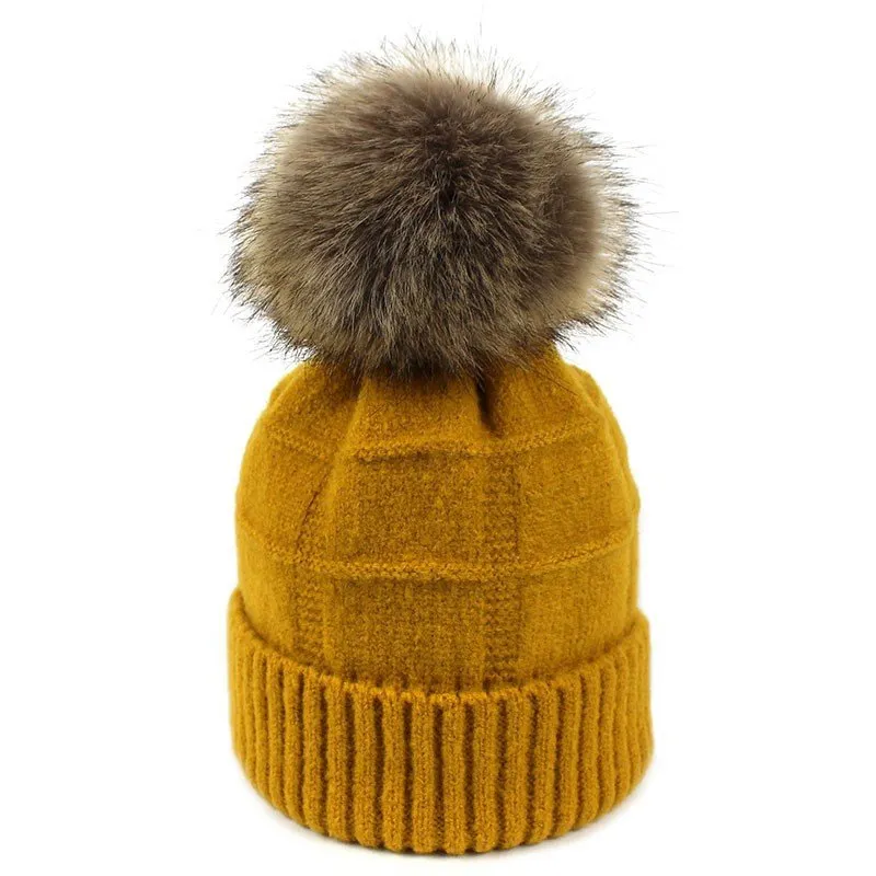 CABLE KNIT POMPOM WARM WINTER HAT BEANIE