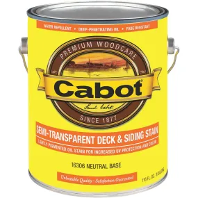 Cabot VOC Semi-Transparent Deck & Siding Exterior Stain, Neutral Base, 1 Gal.