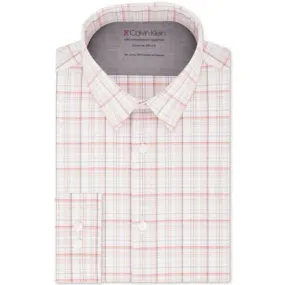 Calvin Klein Mens Extra Slim Fit Check Dress Shirt Red Multi