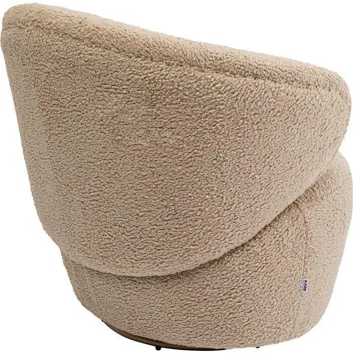 Carella Beige Teddy Swivel Armchair