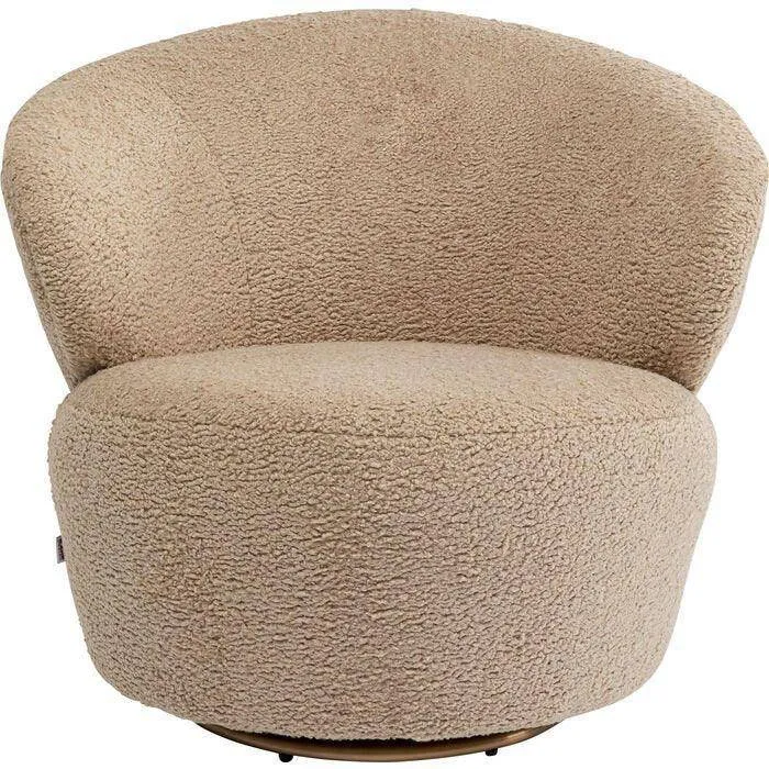 Carella Beige Teddy Swivel Armchair