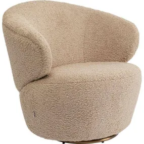 Carella Beige Teddy Swivel Armchair