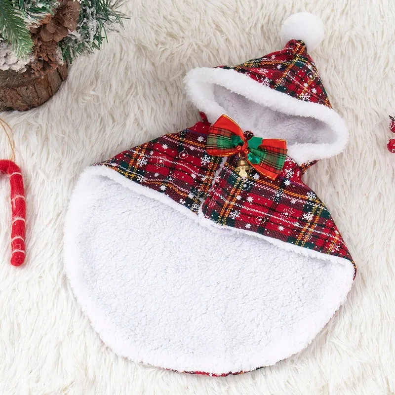 Cat & Dog Christmas Cape Hat Plush Shawl Cozy Pet Pajamas for Dogs & Cats – Perfect for All Seasons!