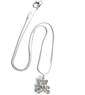 Children's 'Diamante Teddy Bear' Silver Plated Necklace